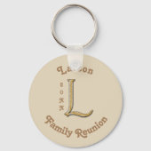 ファミリー懇親会安価なキープサケ金ゴールドレターL キーホルダー (正面)
