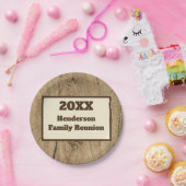 ファミリー懇親会年と姓ウッドグレイン ペーパープレート (パーティー)