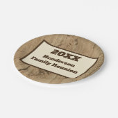 ファミリー懇親会年と姓ウッドグレイン ペーパープレート (アングル)