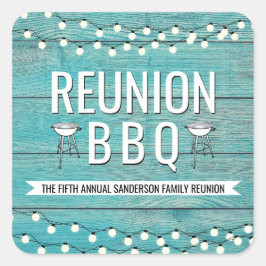 ファミリー懇親会年次BBQバーベキュー素朴 スクエアシール