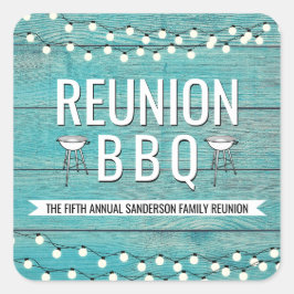 ファミリー懇親会年次BBQバーベキュー素朴 スクエアシール