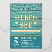 ファミリー懇親会年次BBQバーベキュー素朴 箔招待状 (正面)