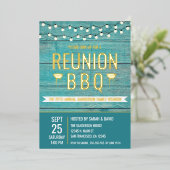 ファミリー懇親会年次BBQバーベキュー素朴 箔招待状 (立ち正面)