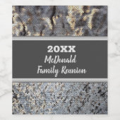 ファミリー懇親会年間ディナーブラックグレーモザイク ワインラベル (シングルラベル)