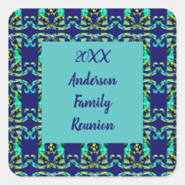 ファミリー懇親会幾何学的なタイ染料の年次ギャザリング スクエアシール