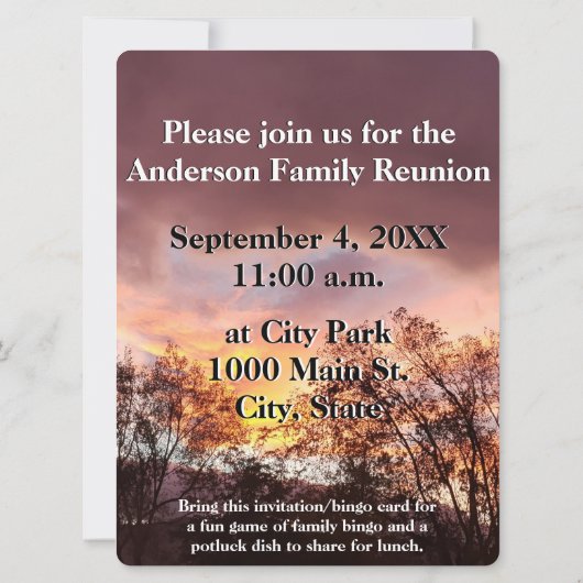 ファミリー懇親会招待状とフォトビンゴカード (裏面)