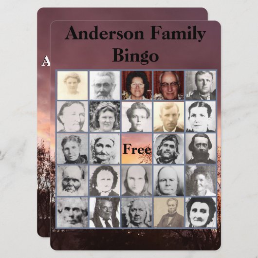 ファミリー懇親会招待状とフォトビンゴカード (正面/裏面)