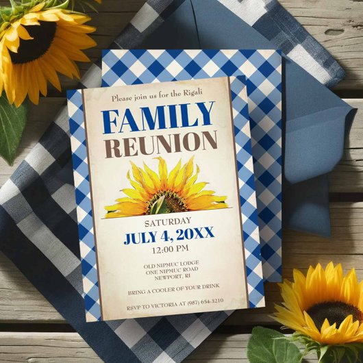 ファミリー懇親会招待状ス素朴ンフラワーピクニック 招待状