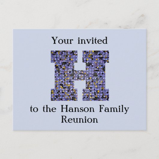 ファミリー懇親会招待状レターHモザイクモノグラム ポストカード (正面)