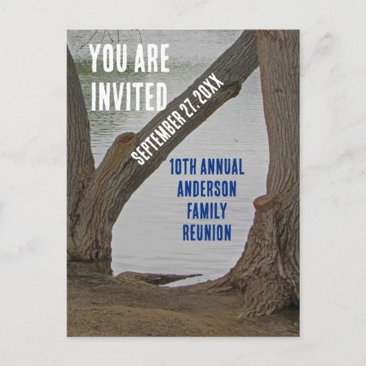 ファミリー懇親会招待状素朴レイクバケーション ポストカード (正面)