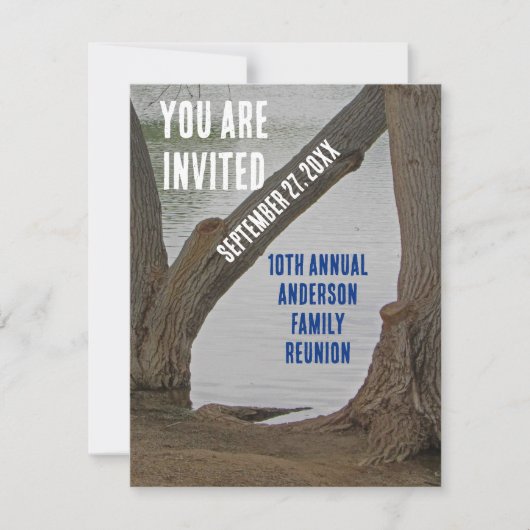 ファミリー懇親会招待状素朴レイクバケーション 招待状 (正面)