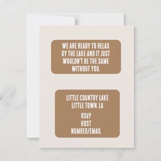 ファミリー懇親会招待状素朴レイクバケーション 招待状 (裏面)