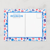 ファミリー懇親会招待状赤白青 インビテーションポストカード (裏面)