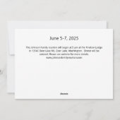 ファミリー懇親会招待状 – ツリーズキャビンマウンテンズ シーズンカード (裏面)