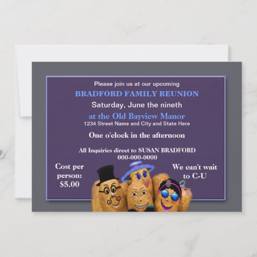 ファミリー懇親会招待状 – ポテトファミリー – ユーモア 招待状 (裏面)