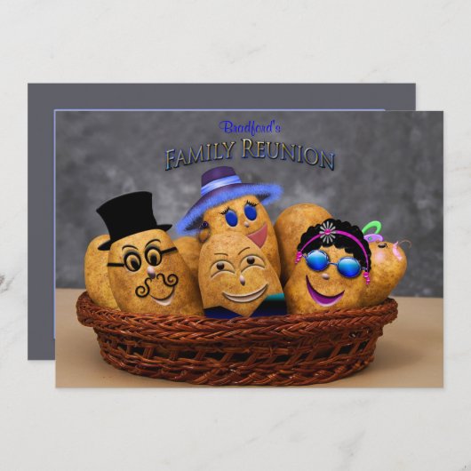 ファミリー懇親会招待状 – ポテトファミリー – ユーモア 招待状 (正面/裏面)