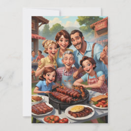 ファミリー懇親会招待状Bbqクックアウト 招待状