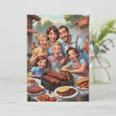 ファミリー懇親会招待状Bbqクックアウト 招待状 (スタンド正面)