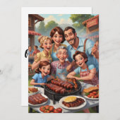 ファミリー懇親会招待状Bbqクックアウト 招待状 (正面/裏面)