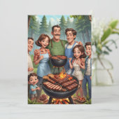 ファミリー懇親会招待状Bbqクックアウト 招待状 (スタンド正面)