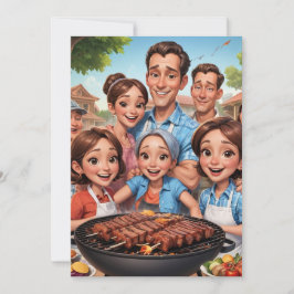 ファミリー懇親会招待状Bbqクックアウト 招待状