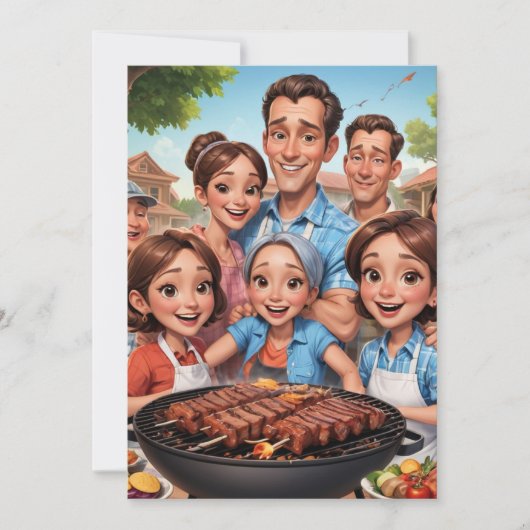 ファミリー懇親会招待状Bbqクックアウト 招待状 (正面)