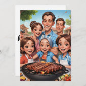 ファミリー懇親会招待状Bbqクックアウト 招待状 (正面/裏面)