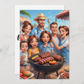 ファミリー懇親会招待状Bbqクックアウト 招待状 (正面/裏面)