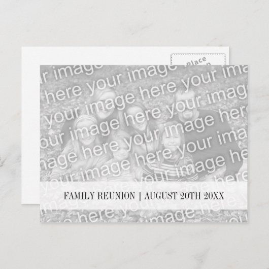 ファミリー懇親会日付のフォトポストカードを保存 案内ポストカード (正面/裏面)