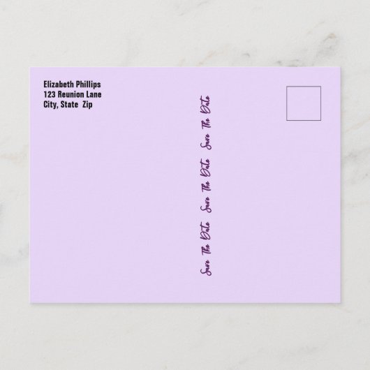 ファミリー懇親会日付の保存タイポグラフィアモダンート 案内ポストカード (裏面)