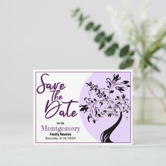 ファミリー懇親会日付の保存タイポグラフィアモダンート 案内ポストカード (スタンド正面)