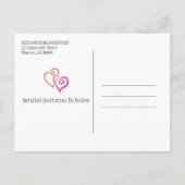 ファミリー懇親会日付を保存オレンジピンクハート 案内ポストカード (裏面)