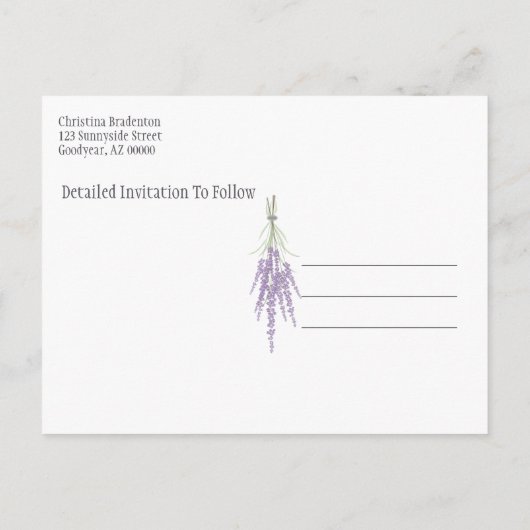 ファミリー懇親会日付を保存ドライラベンダーバンドル 案内ポストカード (裏面)