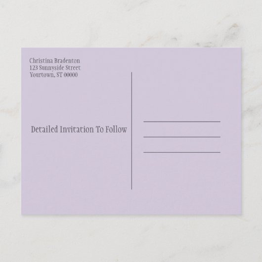 ファミリー懇親会日付を保存ドライラベンダーバンドル 案内ポストカード (裏面)