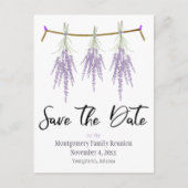 ファミリー懇親会日付を保存ドライラベンダーバンドル 案内ポストカード (正面)