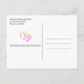 ファミリー懇親会日付を保存レインボーリンクハート 案内ポストカード (裏面)