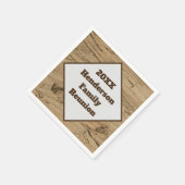 ファミリー懇親会木目の家族の名前と年 スタンダードカクテルナプキン (角)