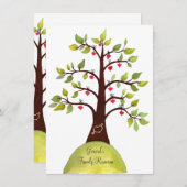 ファミリー懇親会水彩ハートツリー招待状 招待状 (正面/裏面)