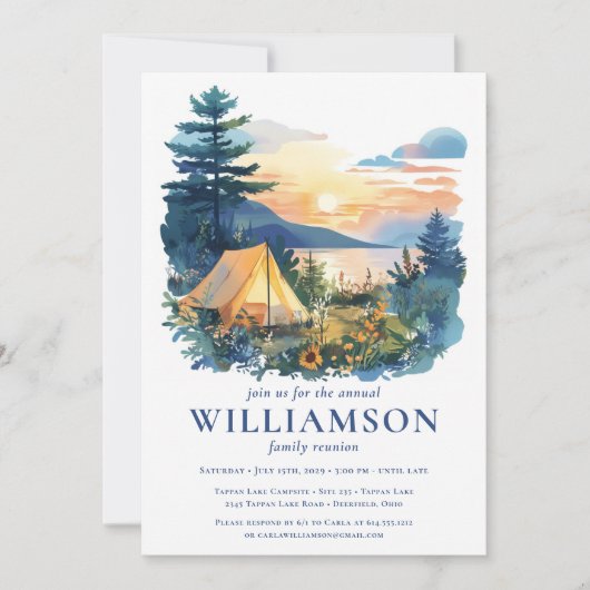 ファミリー懇親会水彩屋外キャンプサイトフォレスト 招待状 (正面)