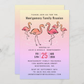 -ファミリー懇親会熱帯水彩フラミンゴ 招待状 (正面/裏面)