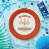 ファミリー懇親会燃えたオレンジ秋の木の水色 ペーパープレート (パーティー)