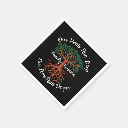 ファミリー懇親会私たちのルーツ走深いツリー スタンダードカクテルナプキン (角)