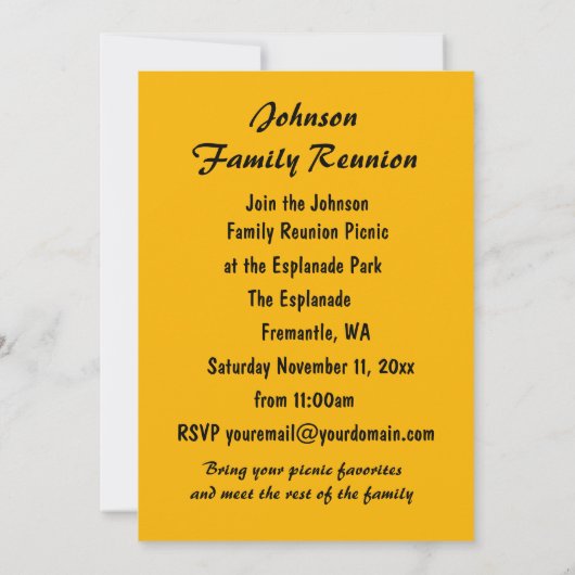 ファミリー懇親会秋の木の写真立て 招待状 (裏面)