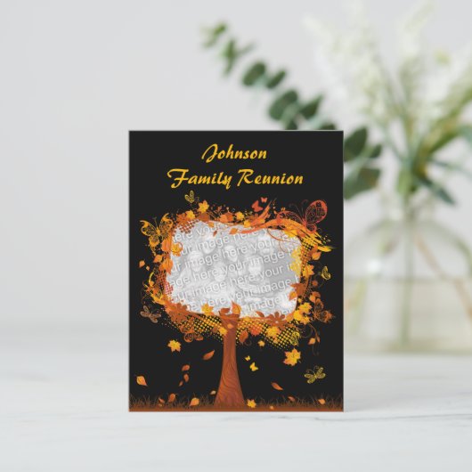 ファミリー懇親会秋の木フォトフレーム ポストカード (スタンド正面)