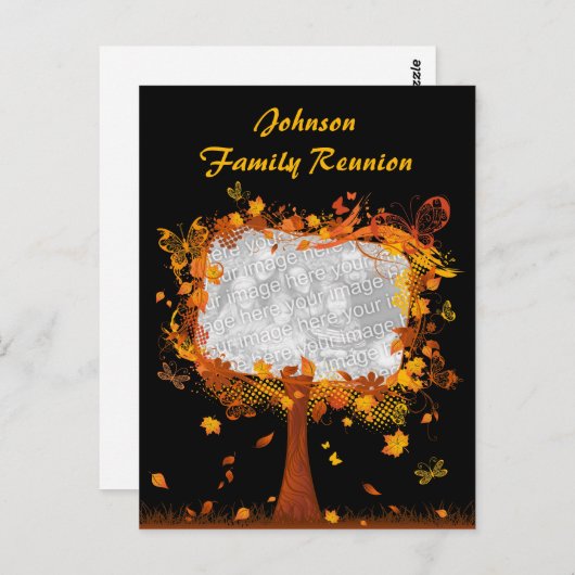 ファミリー懇親会秋の木フォトフレーム ポストカード (正面/裏面)