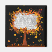 ファミリー懇親会秋の木フォトフレーム マグネット (正面)