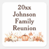 ファミリー懇親会秋秋感謝祭招待状 スクエアシール (正面)