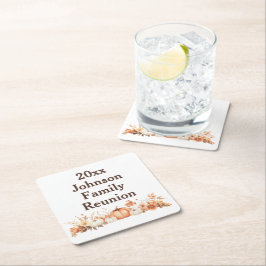 ファミリー懇親会秋秋感謝祭招待状 スクエアペーパーコースター