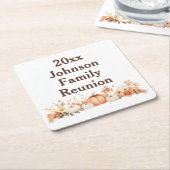 ファミリー懇親会秋秋感謝祭招待状 スクエアペーパーコースター (アングル)