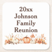 ファミリー懇親会秋秋感謝祭招待状 スクエアペーパーコースター (正面)